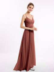 Spaghetti Bretelle Col En V Mousseline Robes terracotta