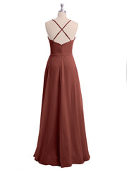 Spaghetti Bretelle Col En V Mousseline Robes terracotta