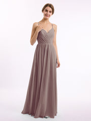 Mousseline Robes De Demoiselle d'Honneur Avec Spaghetti Bretelles Dusk Grande Taille