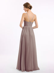 Mousseline Robes De Demoiselle d'Honneur Avec Spaghetti Bretelles Dusk Grande Taille
