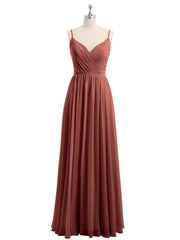 Mousseline Robes De Demoiselle d'Honneur Avec Spaghetti Bretelles terracotta Grande Taille