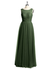 Illusion Col Croisé Tulle Robes De Demoiselle d'Honneur Olive Verte