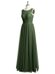 Illusion Col Croisé Tulle Robes De Demoiselle d'Honneur Olive Verte