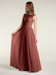 Illusion Col Croisé Tulle Robes De Demoiselle d'Honneur terracotta