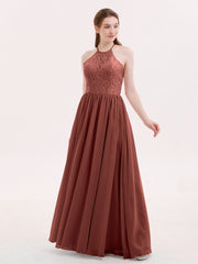 Licou Robe Longue avec Dentelle Bustier terracotta