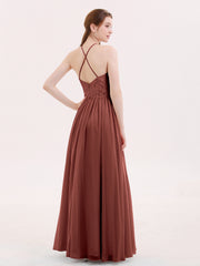 Licou Robe Longue avec Dentelle Bustier terracotta Grande Taille