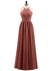 Licou Robe Longue avec Dentelle Bustier terracotta Grande Taille