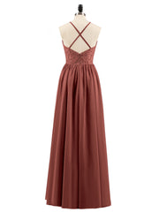 Licou Robe Longue avec Dentelle Bustier terracotta Grande Taille