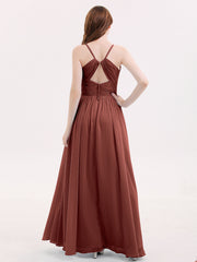 Robe Dos Nu Mousseline avec Col en V terracotta Grande Taille
