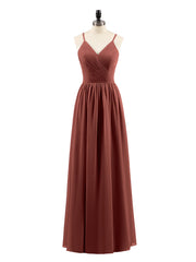 Robe Dos Nu Mousseline avec Col en V terracotta