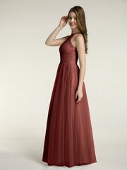 Dentelle Corsage Et Tulle Jupe Robes Longues terracotta