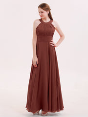 Robe Demoiselle d'honneur Col en Licou Dos Nu Mousseline terracotta Grande Taille