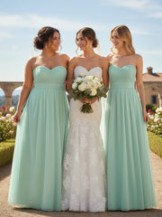 Sans Bretelles Col En Cœur Cou Tulle Robes Avec Nœud Vert Menthe