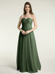 Sans Bretelles Col En Cœur Cou Tulle Robes Avec Nœud Olive Verte Grande Taille