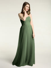 Sans Bretelles Col En Cœur Cou Tulle Robes Avec Nœud Olive Verte Grande Taille