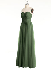 Sans Bretelles Col En Cœur Cou Tulle Robes Avec Nœud Olive Verte