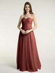 Sans Bretelles Col En Cœur Cou Tulle Robes Avec Nœud terracotta