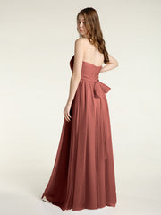 Sans Bretelles Col En Cœur Cou Tulle Robes Avec Nœud terracotta Grande Taille