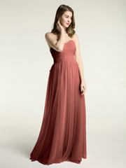 Sans Bretelles Col En Cœur Cou Tulle Robes Avec Nœud terracotta