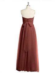 Sans Bretelles Col En Cœur Cou Tulle Robes Avec Nœud terracotta