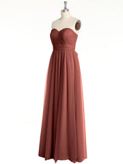 Sans Bretelles Col En Cœur Cou Tulle Robes Avec Nœud terracotta