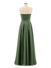 Mousseline Sans Bretelles Robe Demoiselle d'honneur avec Ceinture Olive Verte