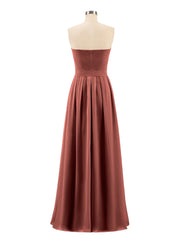 Mousseline Sans Bretelles Robe Demoiselle d'honneur avec Ceinture terracotta