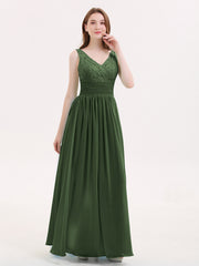 Dentelle et Mousseline Robes avec Dos Nu Olive Verte