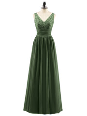 Dentelle et Mousseline Robes avec Dos Nu Olive Verte