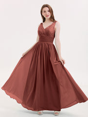 Dentelle et Mousseline Robes avec Dos Nu terracotta