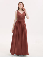 Dentelle et Mousseline Robes avec Dos Nu terracotta