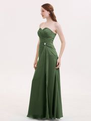 Robe Sans Bretelles Col en Cœur avec Fente Olive Verte Grande Taille