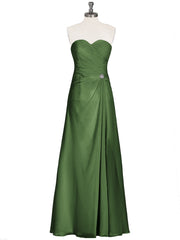 Robe Sans Bretelles Col en Cœur avec Fente Olive Verte Grande Taille