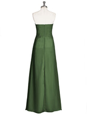 Robe Sans Bretelles Col en Cœur avec Fente Olive Verte Grande Taille