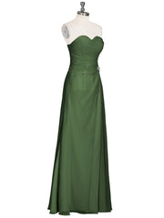 Robe Sans Bretelles Col en Cœur avec Fente Olive Verte Grande Taille