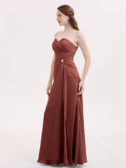 Robe Sans Bretelles Col en Cœur avec Fente terracotta