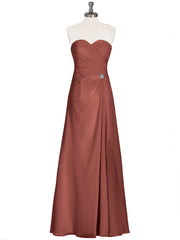 Robe Sans Bretelles Col en Cœur avec Fente terracotta
