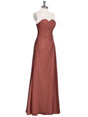 Robe Sans Bretelles Col en Cœur avec Fente terracotta