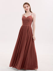 Spaghetti Bretelle Dentelle Robe avec Corset Dos terracotta