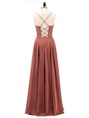 Spaghetti Bretelle Dentelle Robe avec Corset Dos terracotta