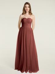 Sans Bretelles Col En Cœur Longue Tulle Robes De Demoiselle d'Honneur terracotta