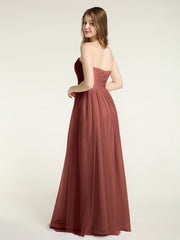 Sans Bretelles Col En Cœur Longue Tulle Robes De Demoiselle d'Honneur terracotta Grande Taille