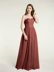 Sans Bretelles Col En Cœur Longue Tulle Robes De Demoiselle d'Honneur terracotta