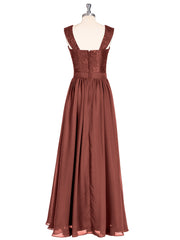 Robe Longue Epaule Bretelle Dentelle et Mousseline terracotta