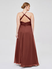 Dentelle Corsage Mousseline Jupe Robes Avec Fente terracotta Grande Taille