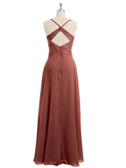 Dentelle Corsage Mousseline Jupe Robes Avec Fente terracotta
