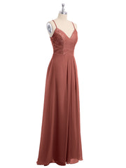 Dentelle Corsage Mousseline Jupe Robes Avec Fente terracotta
