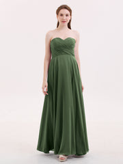Sans Bretelles Col en Cœur Maxi Robe Demoiselle d'honneur Olive Verte