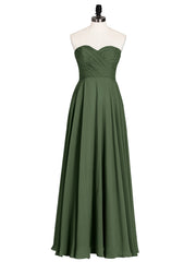 Sans Bretelles Col en Cœur Maxi Robe Demoiselle d'honneur Olive Verte Grande Taille