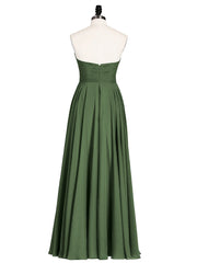 Sans Bretelles Col en Cœur Maxi Robe Demoiselle d'honneur Olive Verte Grande Taille